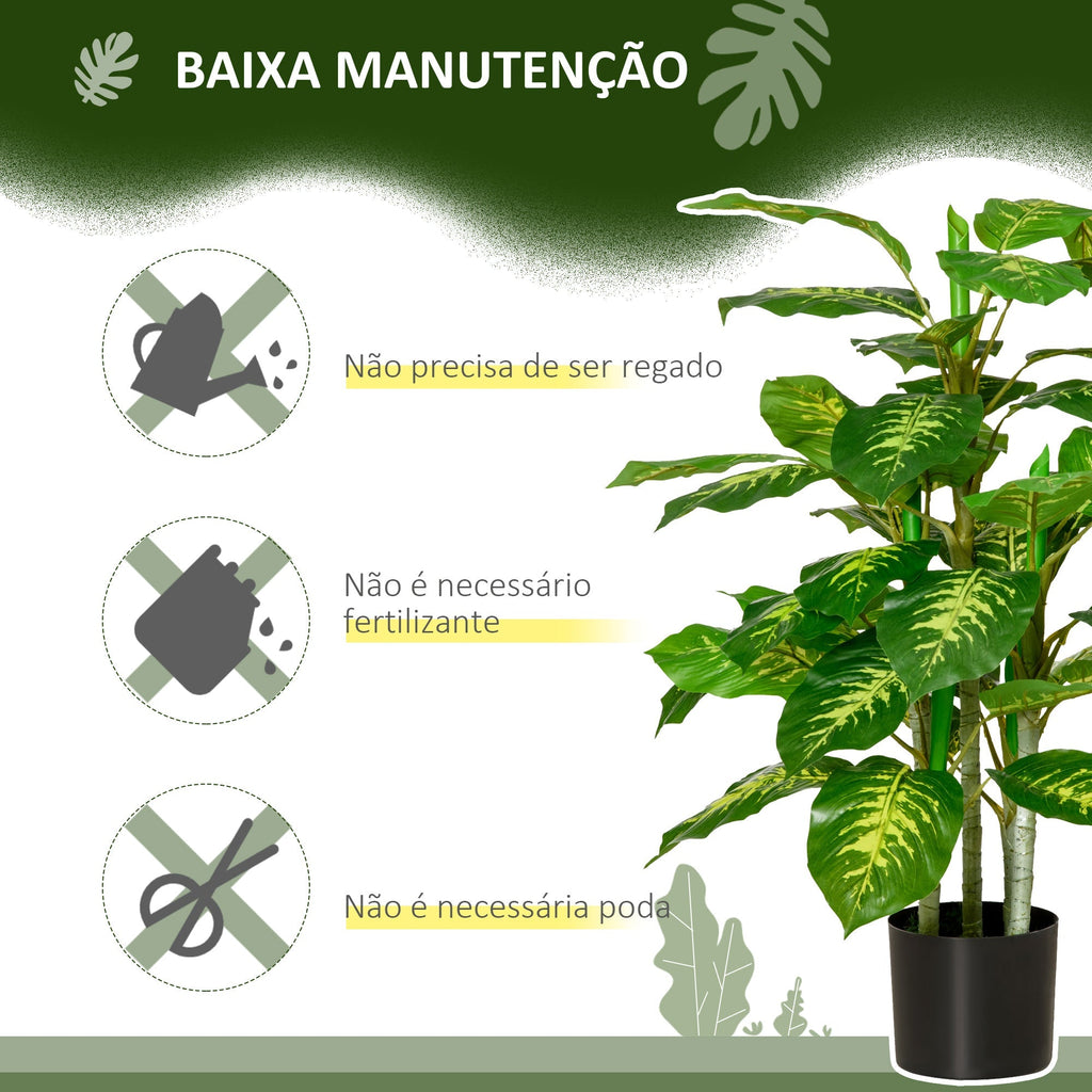 HOMCOM Planta Artificial Aglaonema Planta Sintética de 95cm com 42 Folhas e Vaso de Cimento Decoração para Casa Escritório e Exterior Verde - A minha loja