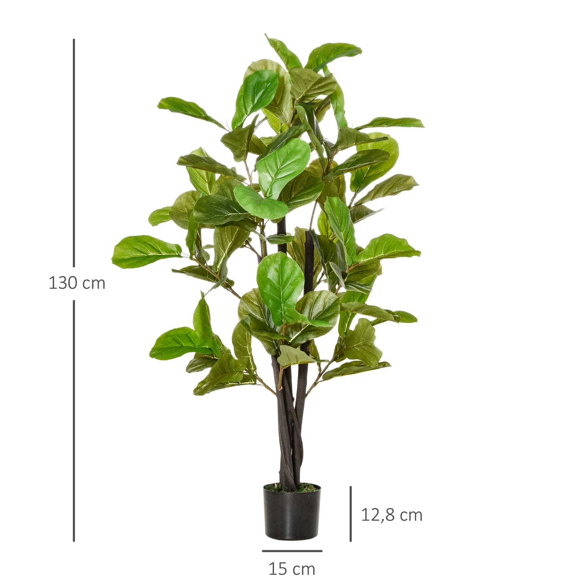 HOMCOM Planta Artificial Ficus 130 cm com 78 Folhas e Vaso de Planta Artificial Decorativa para Interior e Exterior Casa Sala de Estar Escritório Verde - A minha loja