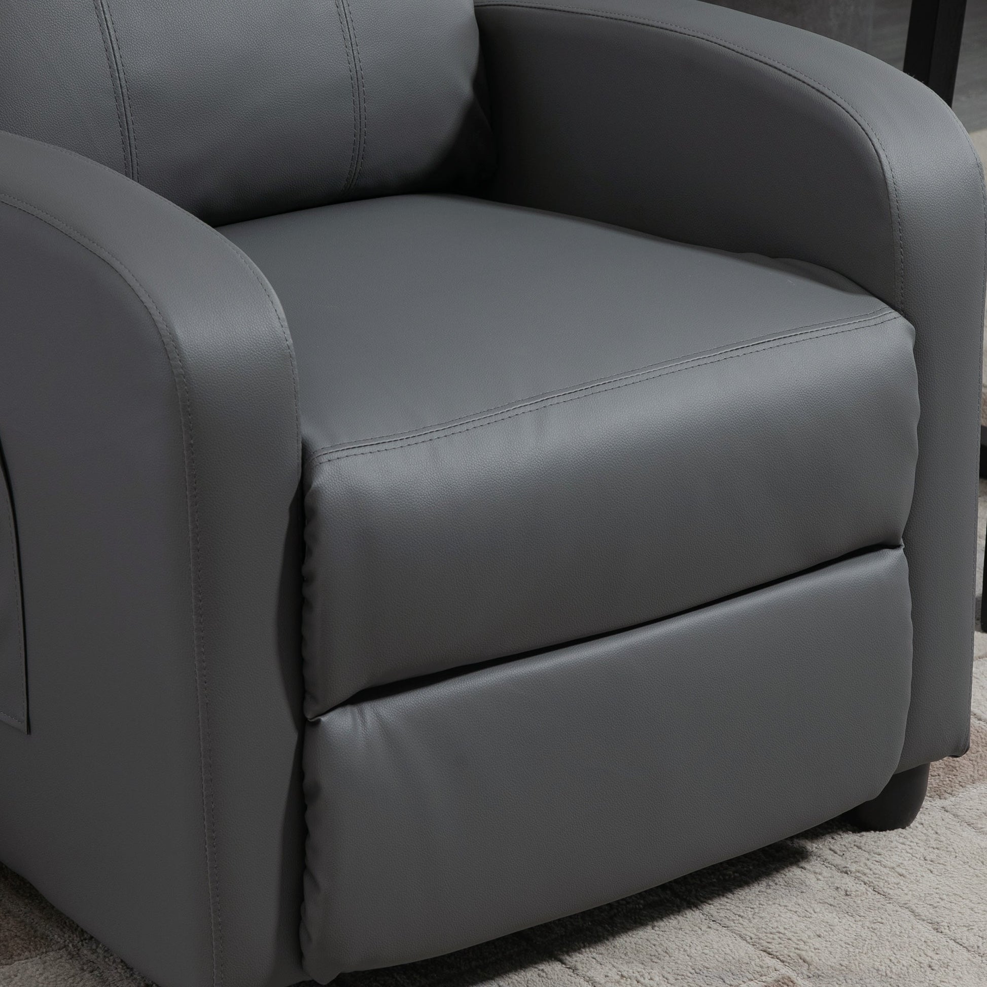 HOMCOM Poltrona de Massagem Poltrona Relax Reinclinável com Controle Remoto 2 Zonas de Massagem 8 Programas 5 Níveis de Intensidade Estofado em PU 68x88x98cm Cinza - A minha loja