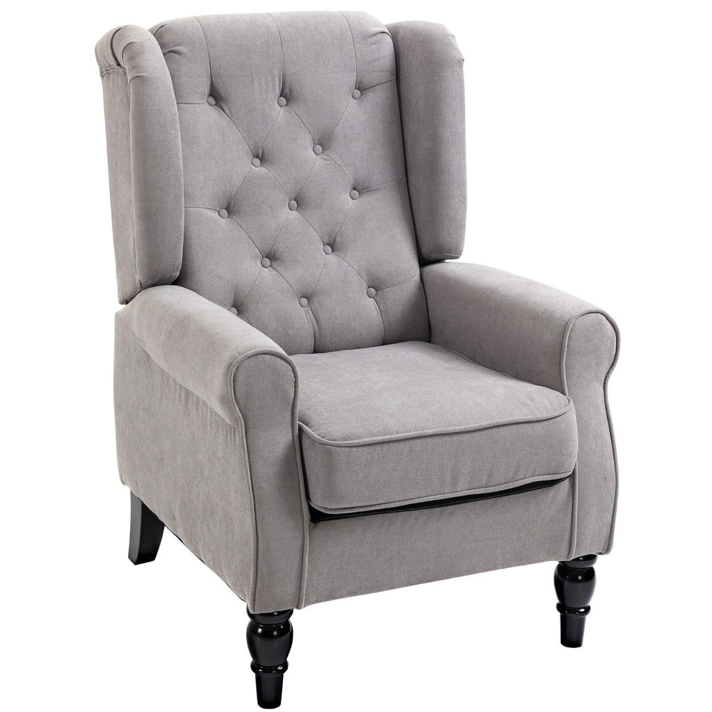 HOMCOM Poltrona de Sala de Estar Poltrona Moderna para Dormitório com Apoio para a Cabeça e Pés de Madeira Poltrona Individual Carga 160 kg para Esritório 74x86x102 cm Cinza - A minha loja