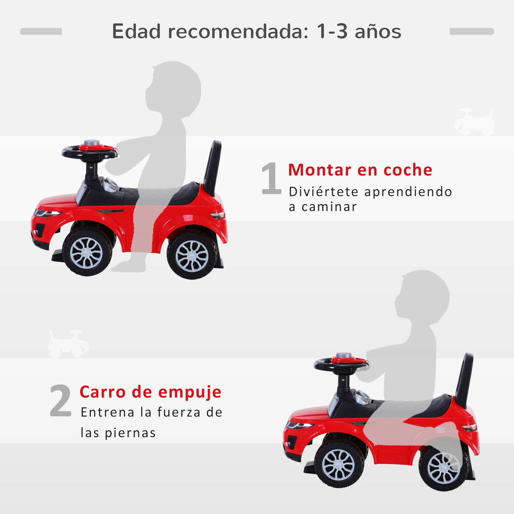 HOMCOM Quad andarilhos Carro Infantil sem Pedais para Bebê Estilo de Carreira de Andador de Brinquedo com Alto - falante 60x38x42cm Vermelho - A minha loja