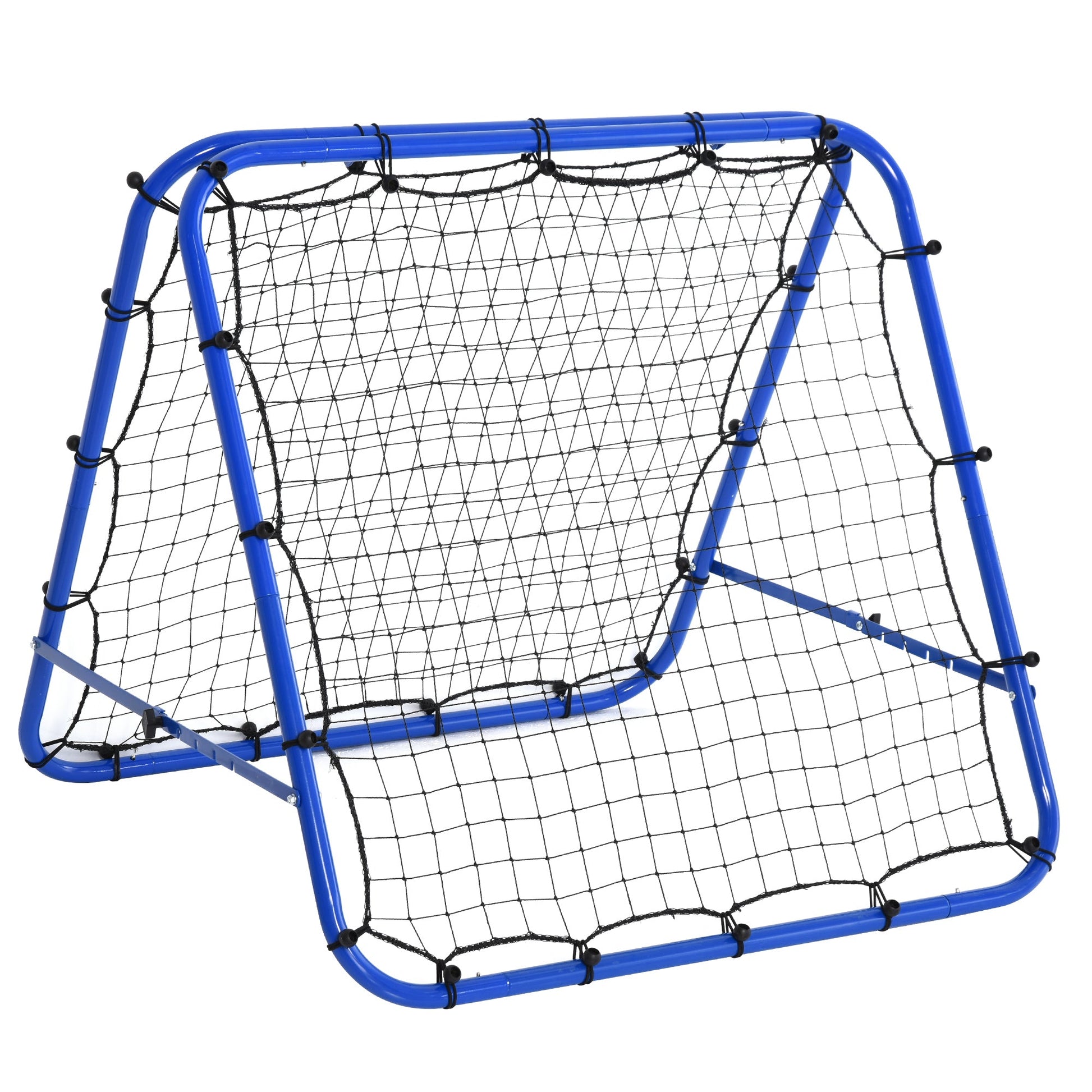 HOMCOM Rede de rebote dobravél Ângulo ajustável de 5 níveis com tubo de aço para Futebol Tênis Baseball 100x95x90 cm Azul - A minha loja