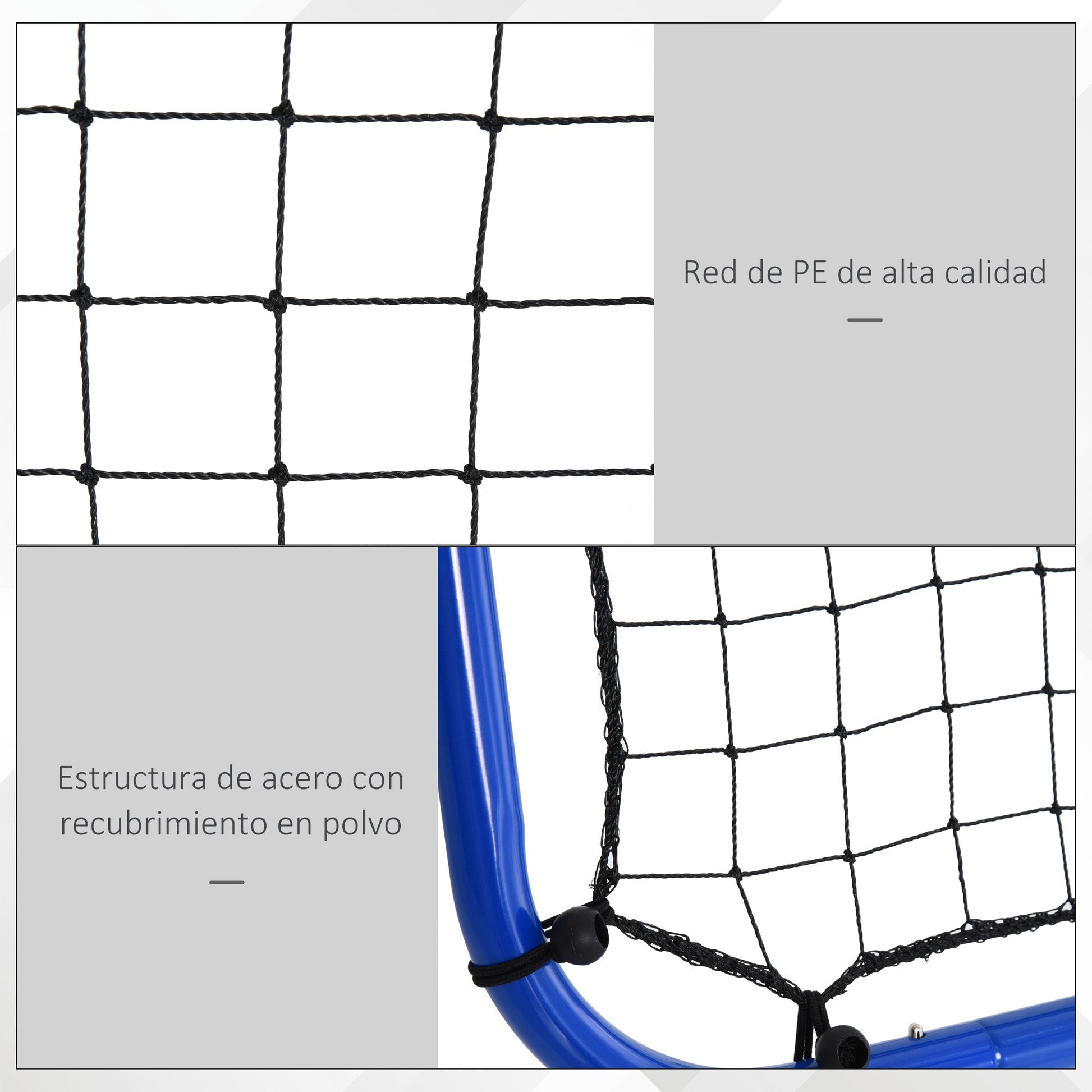 HOMCOM Rede de rebote dobravél Ângulo ajustável de 5 níveis com tubo de aço para Futebol Tênis Baseball 100x95x90 cm Azul - A minha loja
