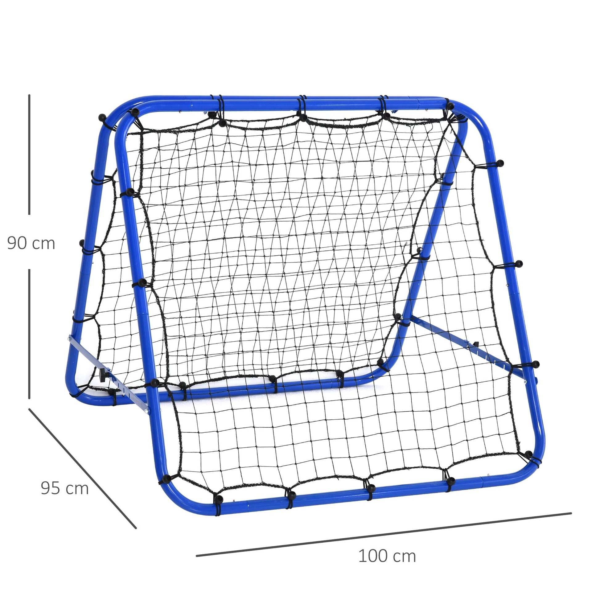 HOMCOM Rede de rebote dobravél Ângulo ajustável de 5 níveis com tubo de aço para Futebol Tênis Baseball 100x95x90 cm Azul - A minha loja