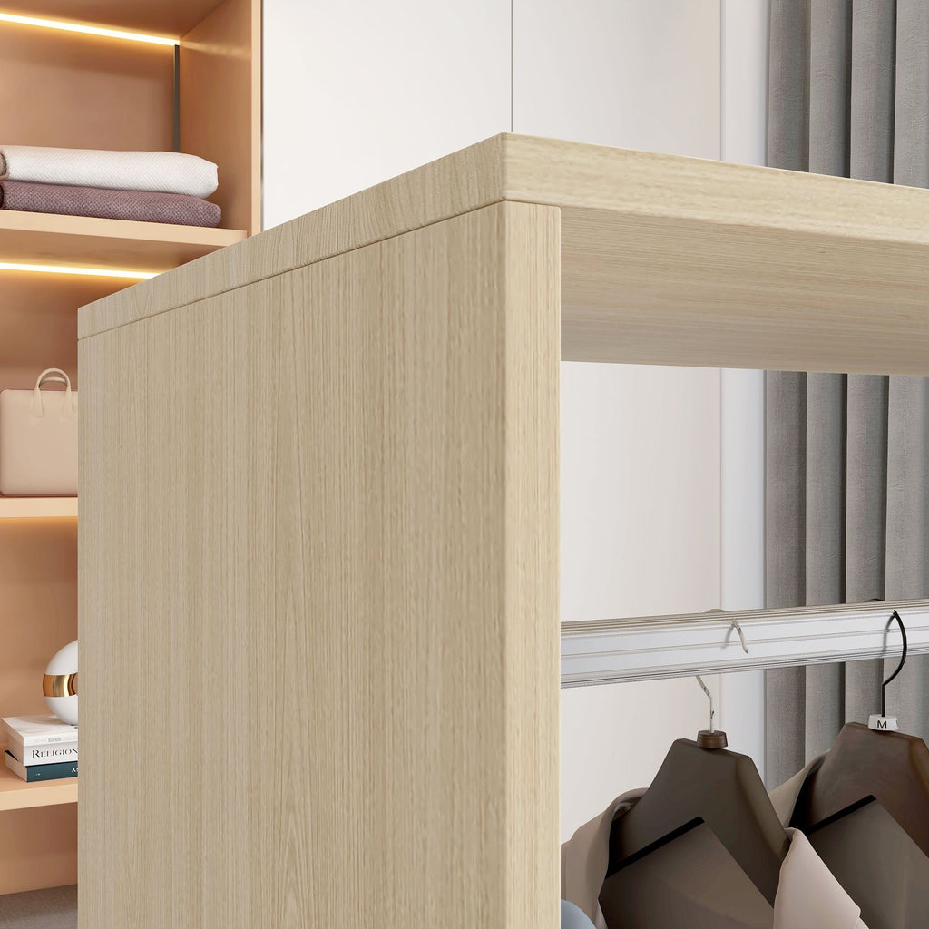 HOMCOM Roupeiro de Madeira Móvel Armário Roupeiro Aberto com Barra para Pendurar e Prateleiras Organizadoras para Dormitório 60x40x128 cm Madeira - A minha loja