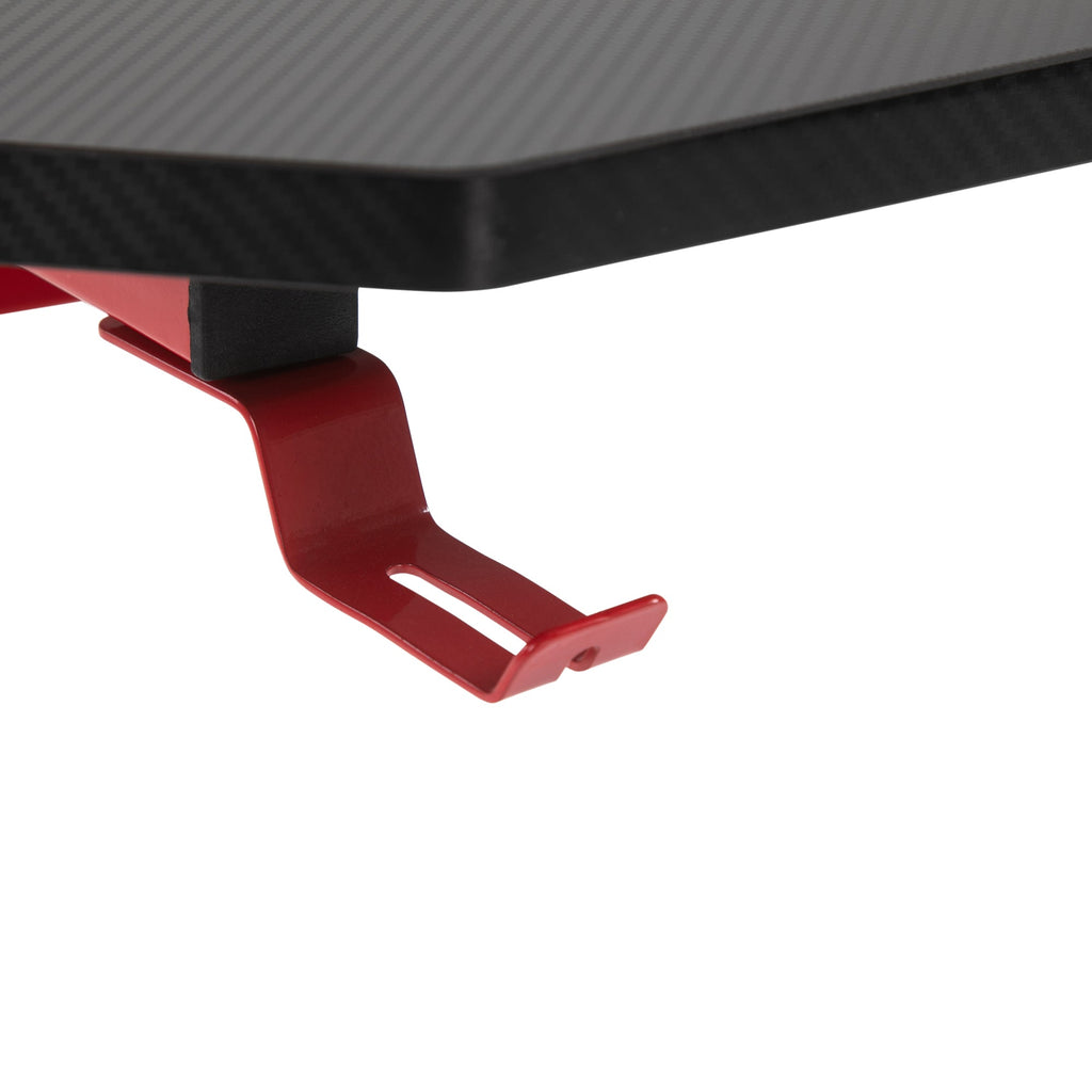 HOMCOM Secretária Gaming 120x65x74,5cm Secretária Gaming para Computador com Suporte para Copos Gancho para Fones de Ouvido e Pés Ajustáveis com Efeito de Fibra de Carbono Preto e Vermelho - A minha loja