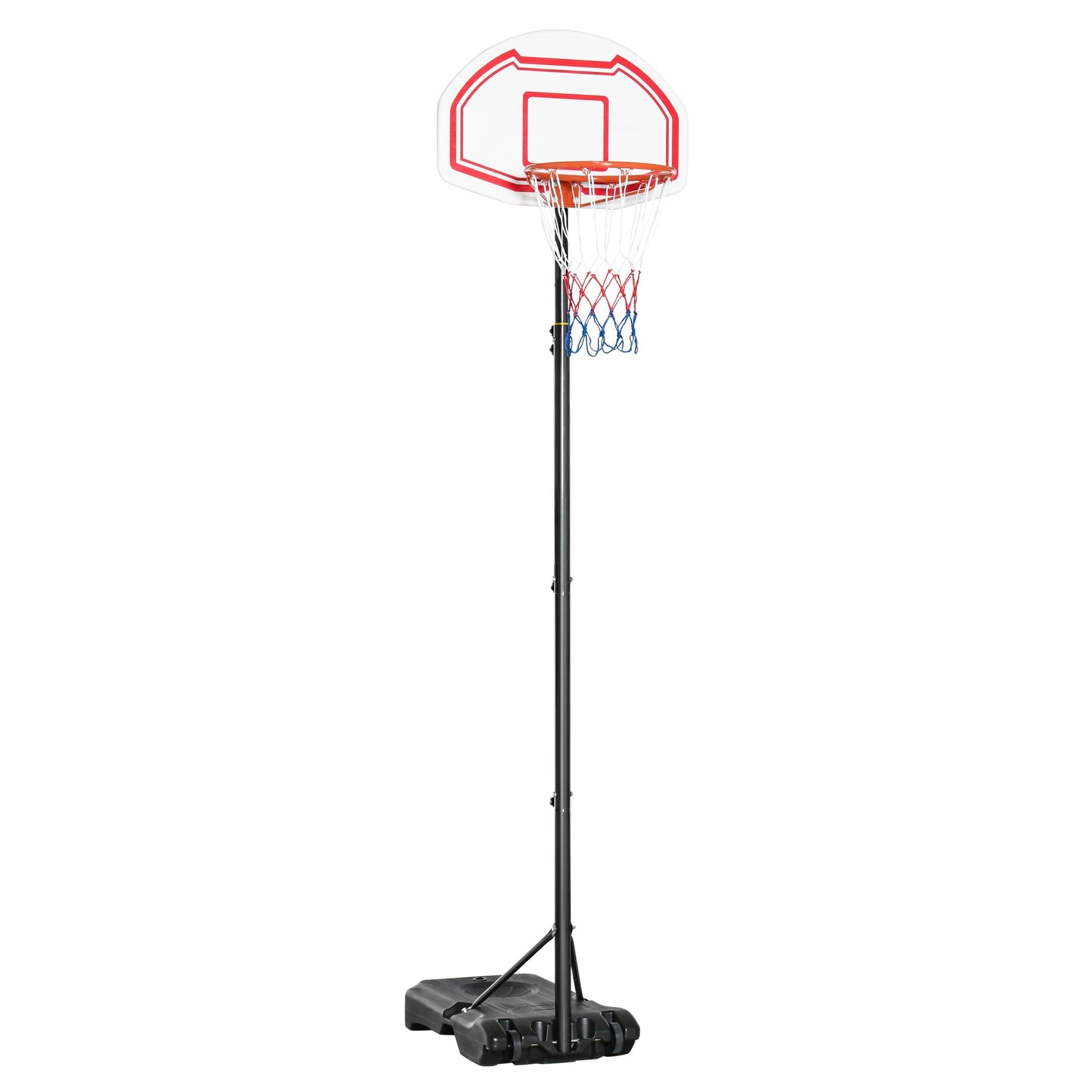 HOMCOM Tabela de Basquetebol para Exterior com Altura Ajustável 258x314 cm Cesta de Basquetebol com Rodas Base Recaregável para Adolescentes e Adultos Preto e Vermelho - A minha loja
