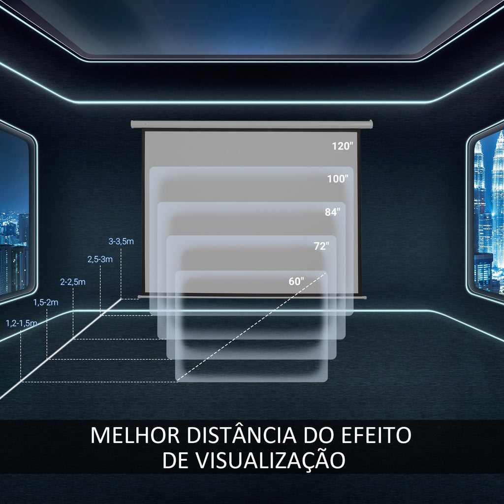 HOMCOM Tela de Projeção Elétrica 120 Polegadas Tela de Projeção Portátil Formato 4:3 com Comando à Distância para Interior e Exterior Cinema em Casa Pátio 244x183 cm Branco - A minha loja