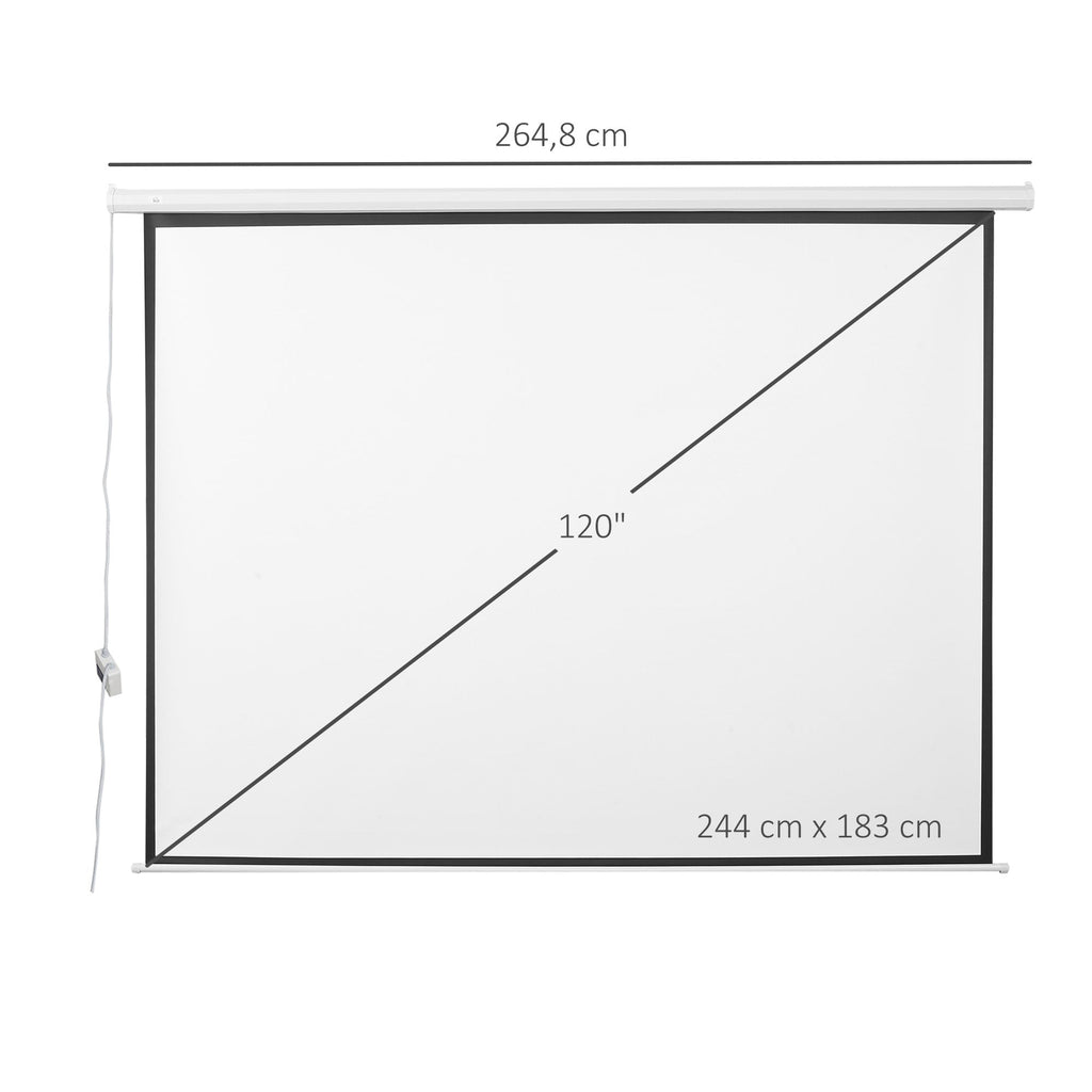 HOMCOM Tela de Projeção Elétrica 120 Polegadas Tela de Projeção Portátil Formato 4:3 com Comando à Distância para Interior e Exterior Cinema em Casa Pátio 244x183 cm Branco - A minha loja
