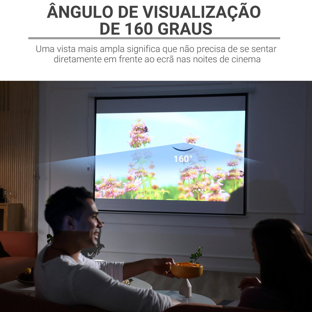 HOMCOM Tela de Projeção Elétrica 120 Polegadas Tela de Projeção Portátil Formato 4:3 com Comando à Distância para Interior e Exterior Cinema em Casa Pátio 244x183 cm Branco - A minha loja