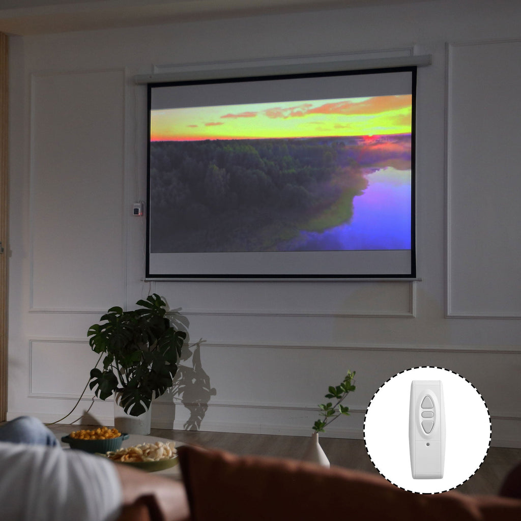 HOMCOM Tela de Projeção Elétrica 120 Polegadas Tela de Projeção Portátil Formato 4:3 com Comando à Distância para Interior e Exterior Cinema em Casa Pátio 244x183 cm Branco - A minha loja