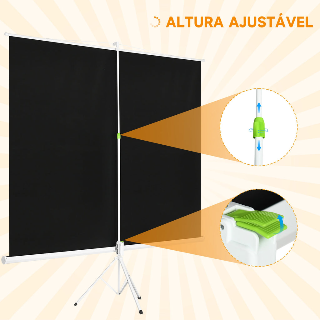 HOMCOM Tela de Projeção Manual com Suporte 120 Polegadas Tela de Projeção Formato 4:3 com Altura Ajustável para Cinema em Casa 244x183 cm Branco - A minha loja
