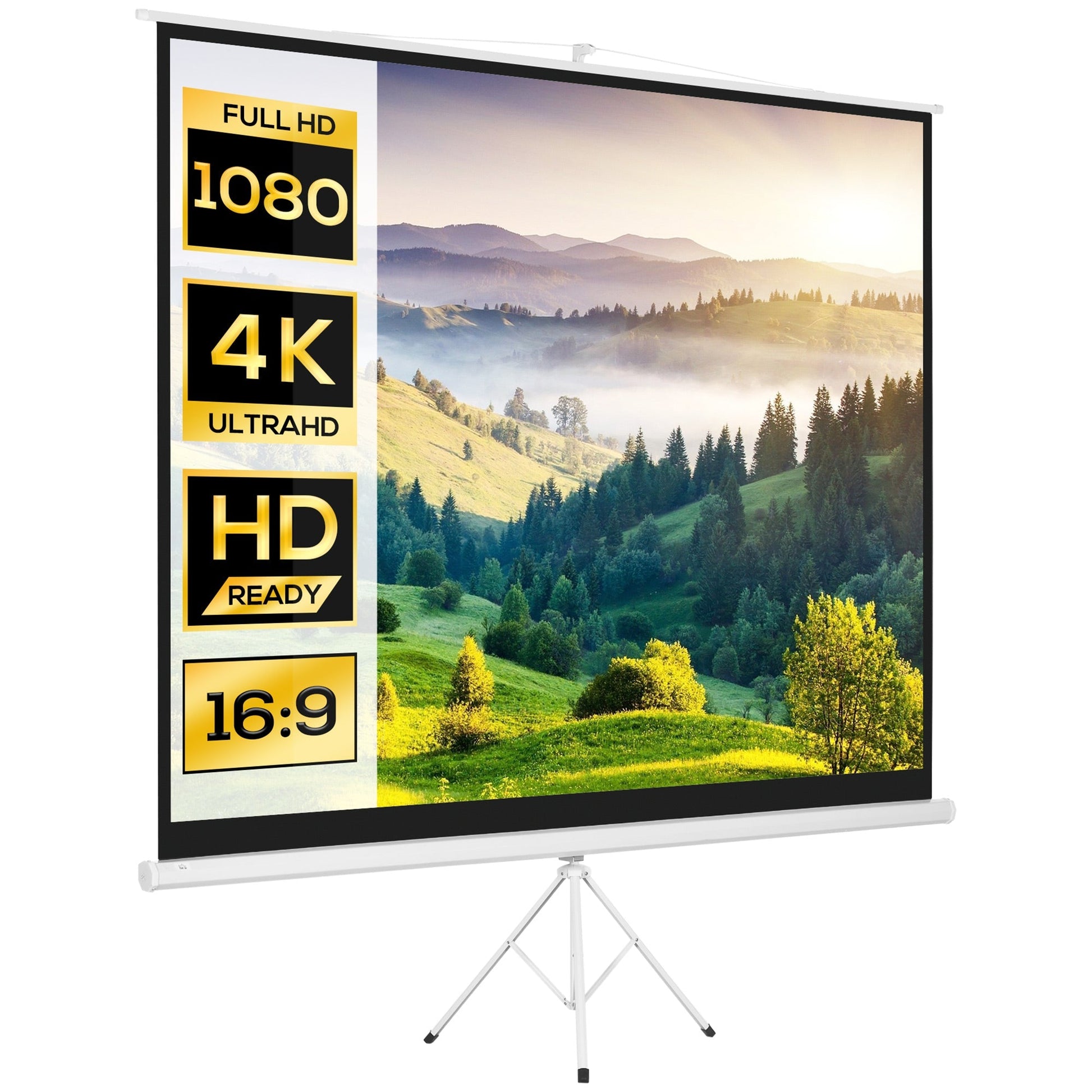 HOMCOM Tela de Projeção Manual com Suporte 120 Polegadas Tela de Projeção Formato 4:3 com Altura Ajustável para Cinema em Casa 244x183 cm Branco - A minha loja