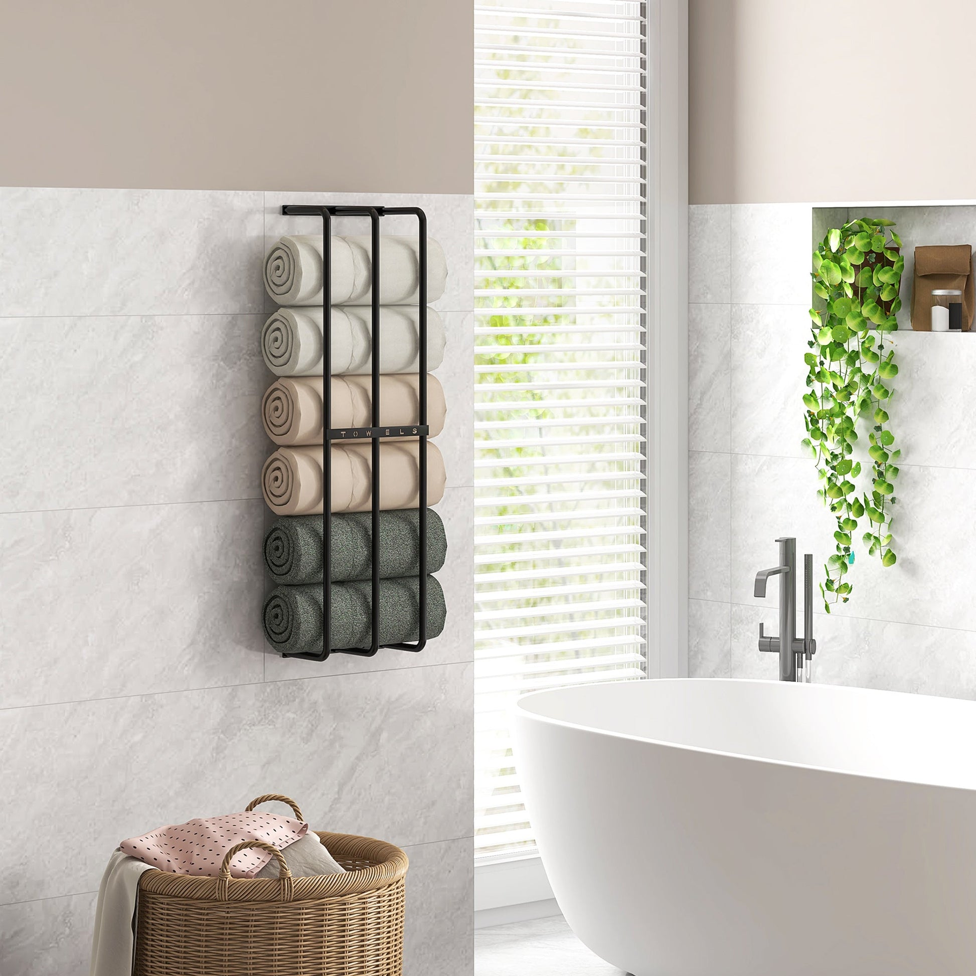 HOMCOM Toalheiro de Casa de Banho Toalheiro de Parede com 3 Barras e Estrutura de Metal Suporte para Toalhas 21x12x74 cm Preto - A minha loja