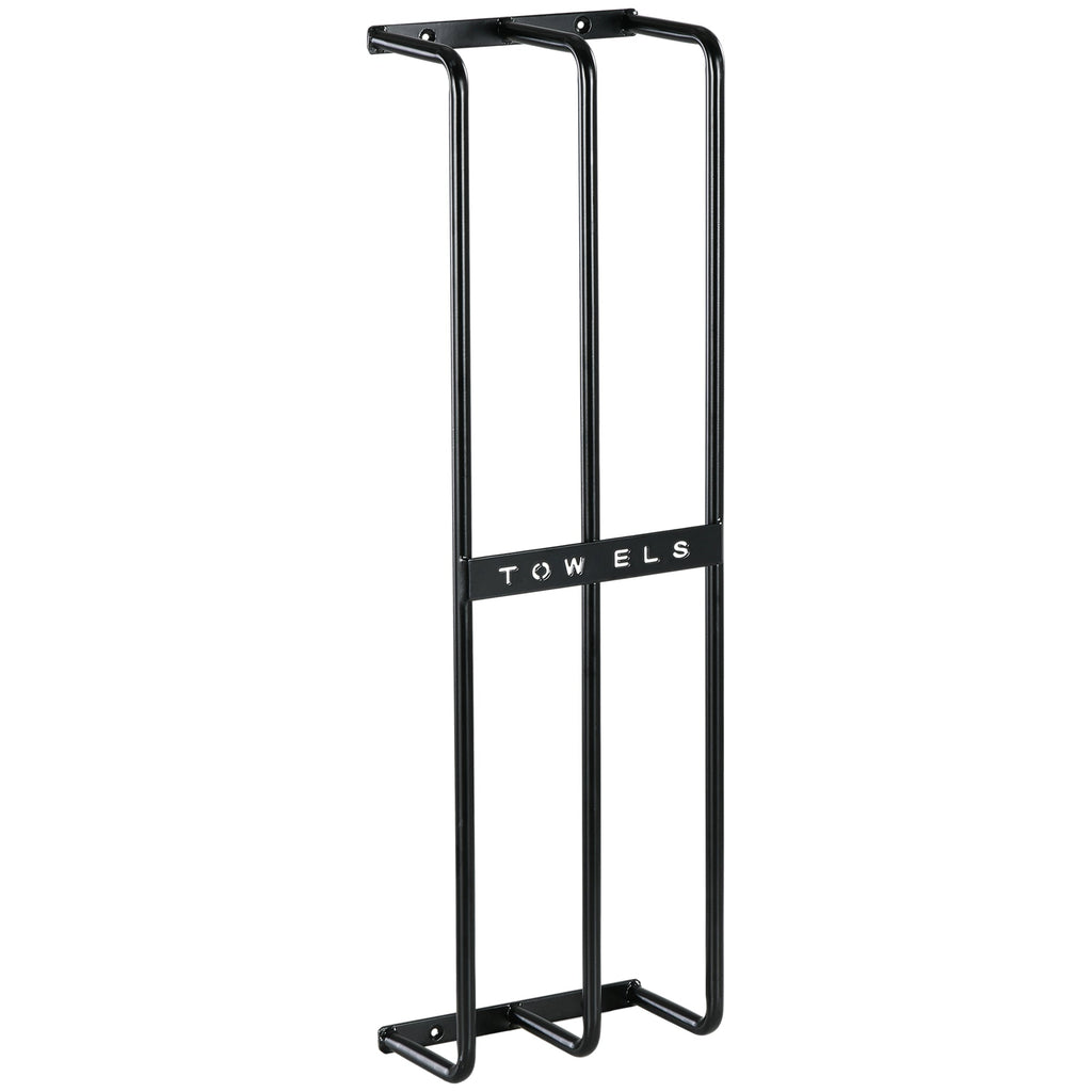 HOMCOM Toalheiro de Casa de Banho Toalheiro de Parede com 3 Barras e Estrutura de Metal Suporte para Toalhas 21x12x74 cm Preto - A minha loja