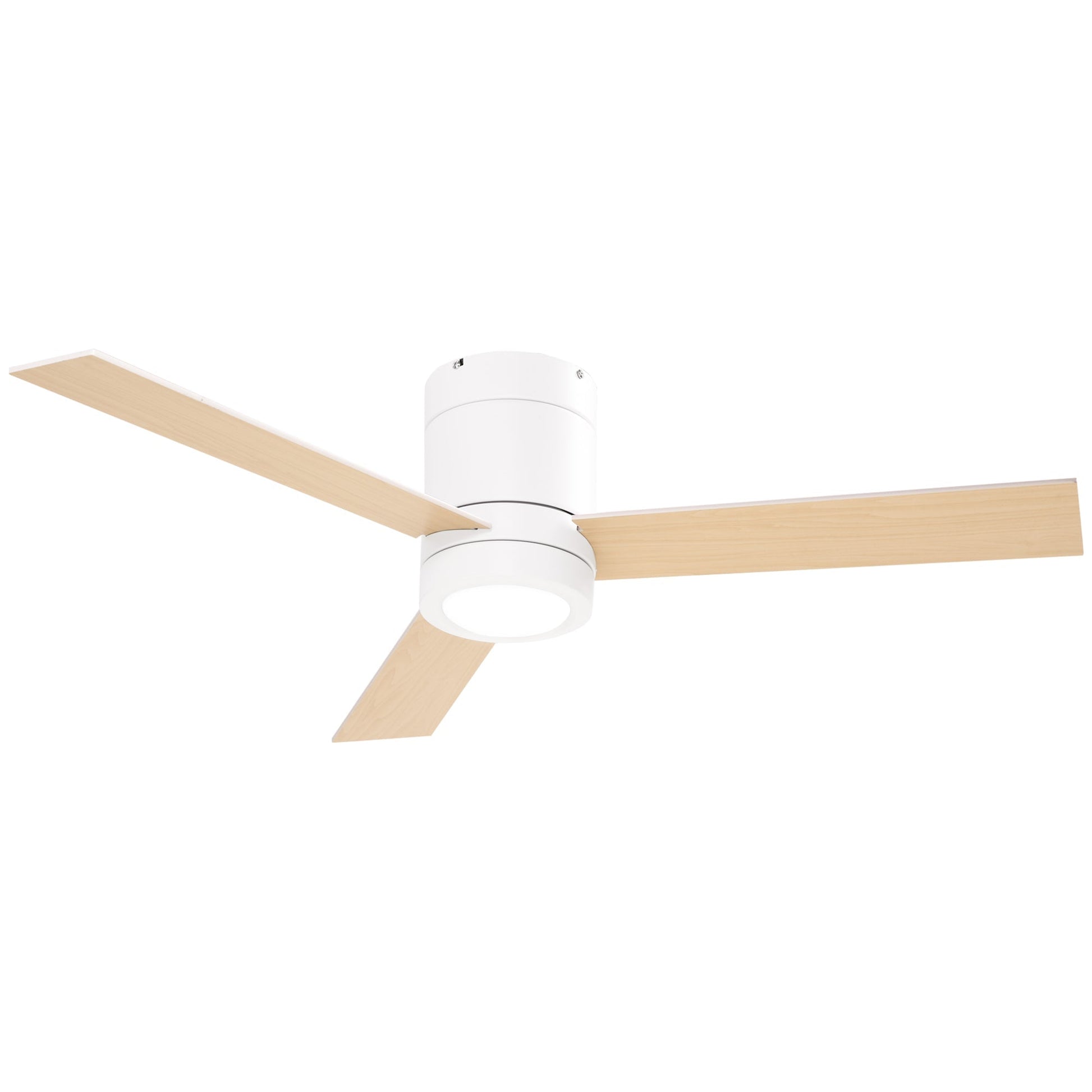 HOMCOM Ventoinha de Teto 48W com Luz LED Controle Remoto 3 Velocidades Temporizador 3 Lâminas de Madeira para Dormitório Sala de Estar Sala de Jantar Ø112x25cm Branco - A minha loja