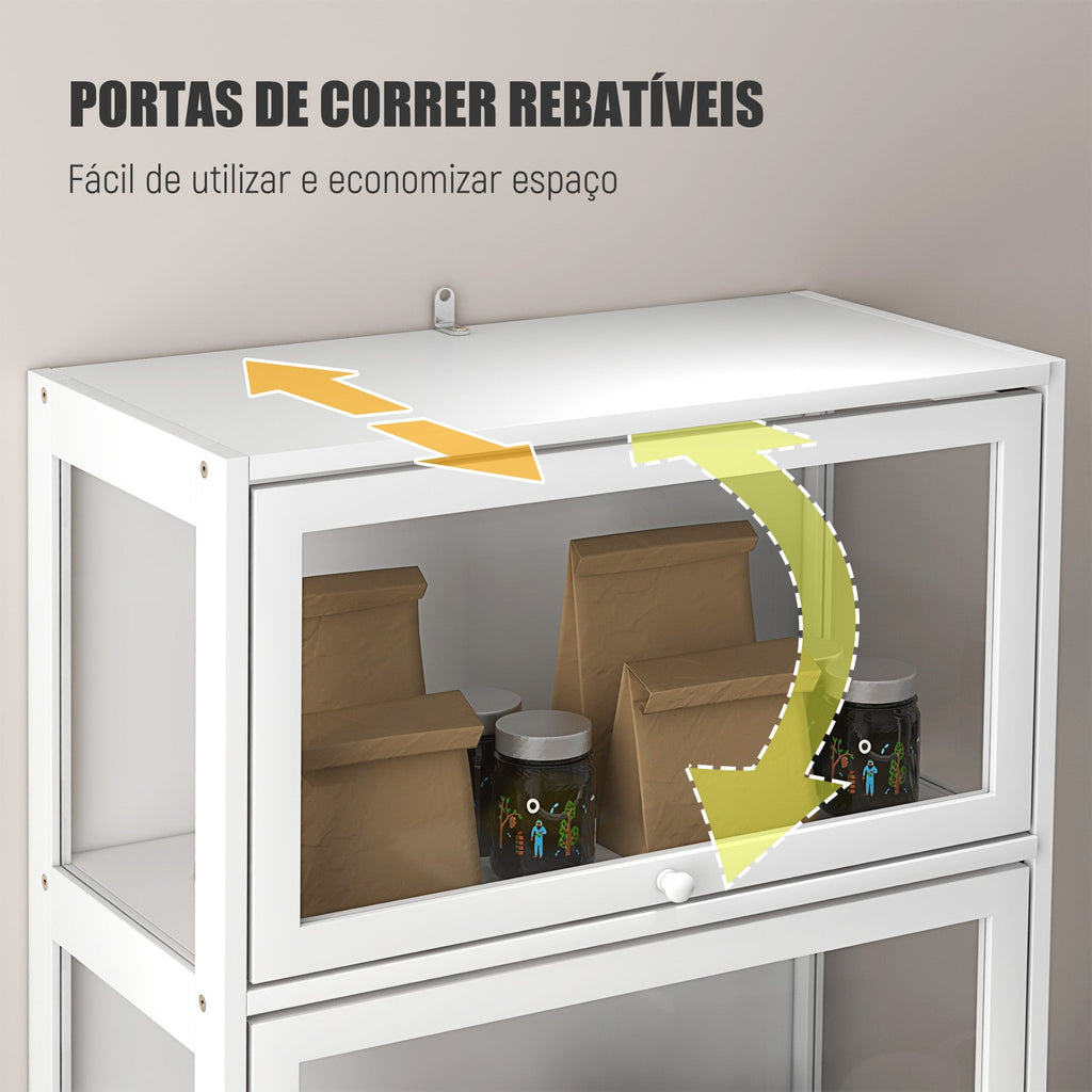 HOMCOM Vitrine Colecionador de 4 Níveis Vitrine Sala de Estar com Portas Abatíveis de Acrílico Anti - Tombo para Estúdio Dormitório Escritório 59x30x139 cm Branco - A minha loja