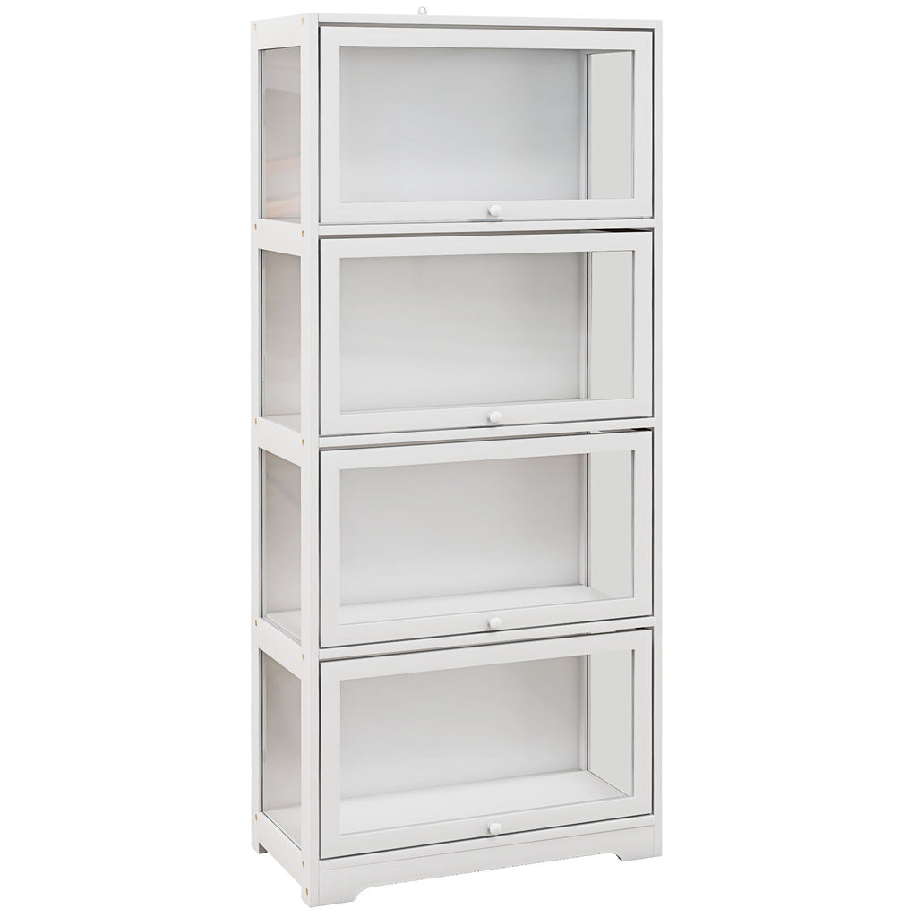 HOMCOM Vitrine Colecionador de 4 Níveis Vitrine Sala de Estar com Portas Abatíveis de Acrílico Anti - Tombo para Estúdio Dormitório Escritório 59x30x139 cm Branco - A minha loja