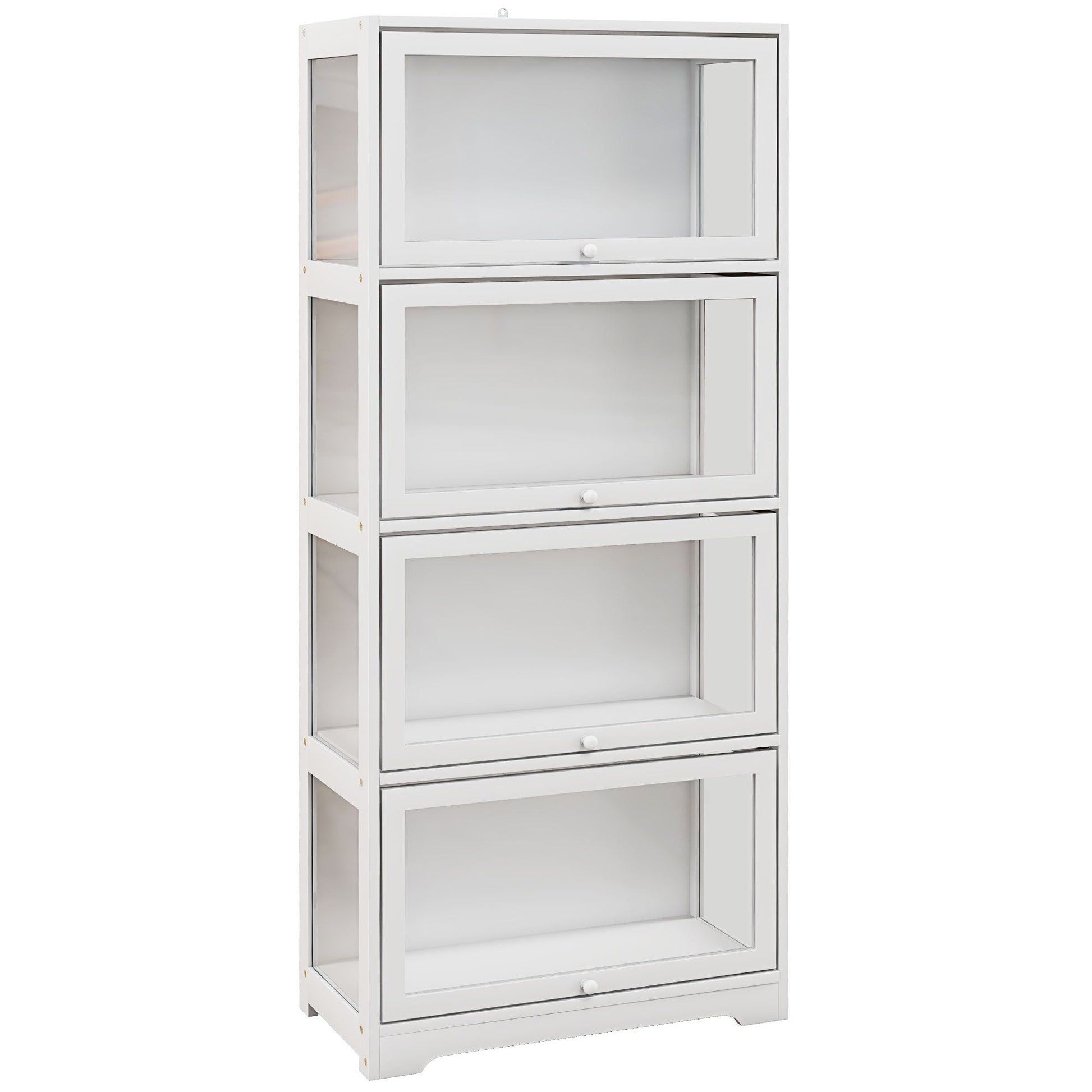 HOMCOM Vitrine Colecionador de 4 Níveis Vitrine Sala de Estar com Portas Abatíveis de Acrílico Anti - Tombo para Estúdio Dormitório Escritório 59x30x139 cm Branco - A minha loja