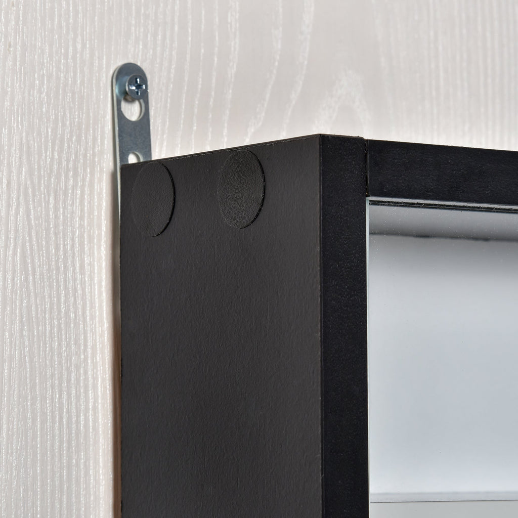 HOMCOM Vitrine de Parede de Madeira com Prateleiras Ajustáveis e 2 Portas Corredeiras de Vidro para Coleções Perfumes Bonecos de Decoração 80x9,5x60cm Preto - A minha loja