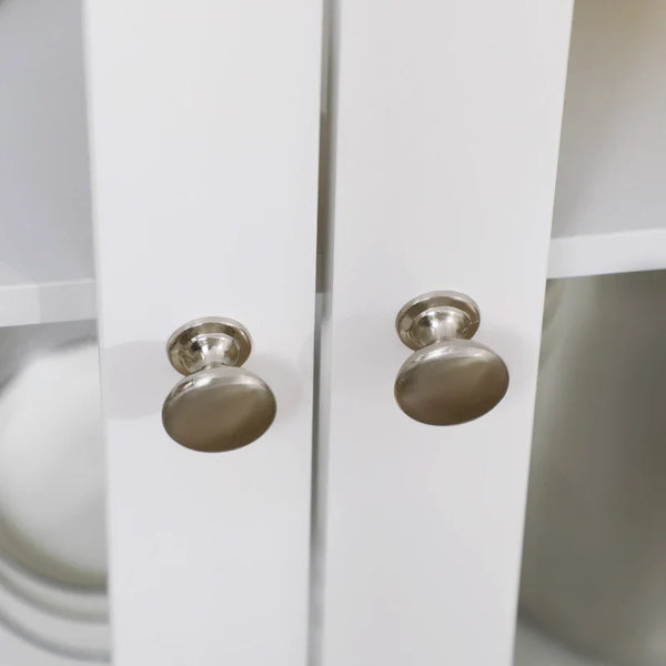 Aparador de Cozinha Moderno Móvel Buffet Auxiliar com Gaveta Prateleira Ajustável e 2 Portas de Vidro para Sala de Estar Sala de Jantar 80x40x90 cm Branco e Madeira