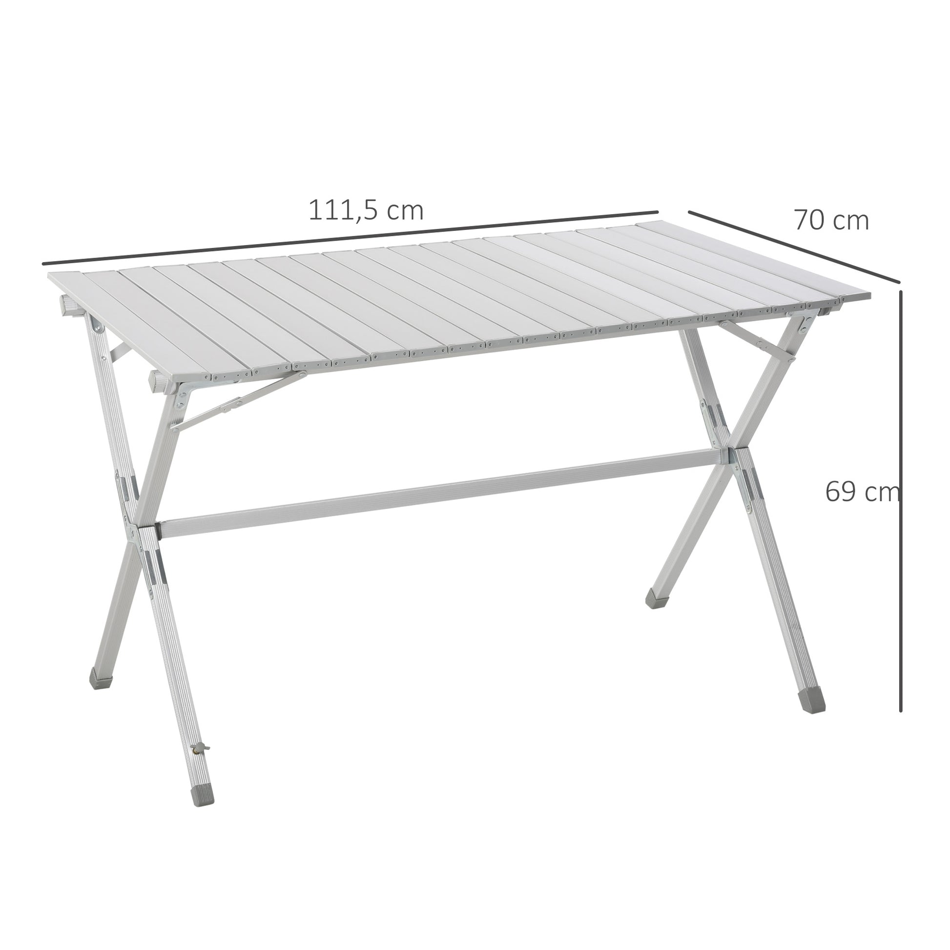 Mesa de Campismo Dobrável Mesa Dobrável para Piquenique com Bolsa de Transporte 111,5x70x69cm Prata