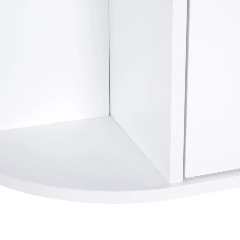 Armário de Casa de Banho com Espelho Móvel Suspenso de Casa de Banho com 1 Porta 2 Prateleiras Interiores e 6 Prateleiras Laterais para Sala de Estar Cozinha Dormitório 66x17x63cm Branco