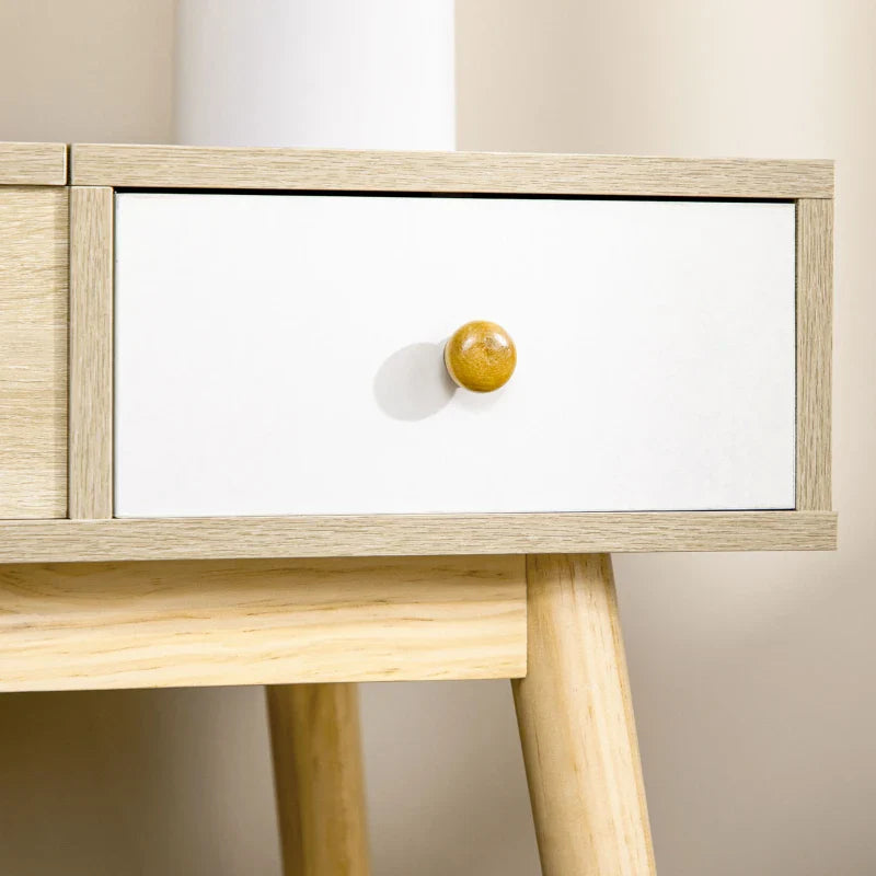 Toucador Natur com Espelho Dobrável e Banco - Design Nórdico - Leva-Me Contigo - Móveis & Decoração