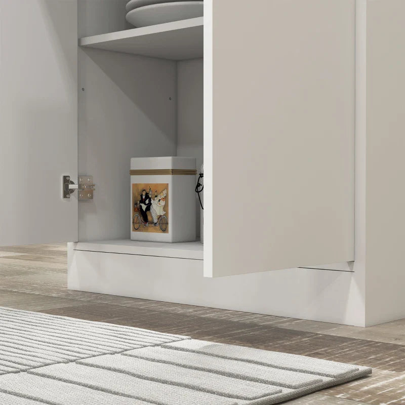 Armário de Cozinha Móvel de Cozinha com 4 Portas 1 Gaveta e Prateleiras Ajustáveis Anti-Tombo Armário de Cozinha Moderno para Sala de Jantar Sala de Estar 70,8x34x180 cm Branco
