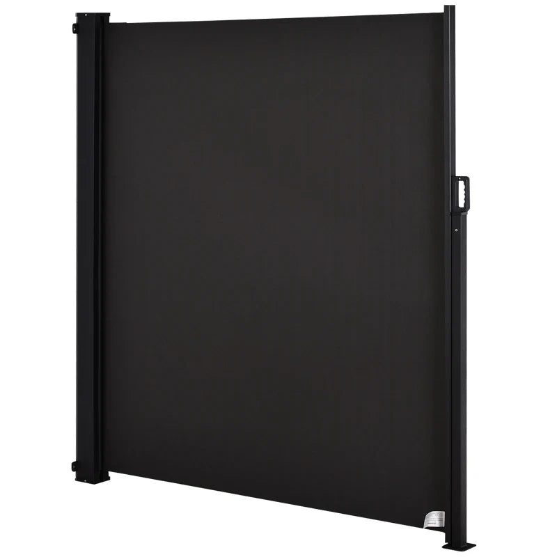 Toldo Lateral Retrátil de Exterior 350x180cm Toldo de Privacidade Extensível com Proteção Solar para Jardim Balção Alumínio e Poliéster Cinza Escuro