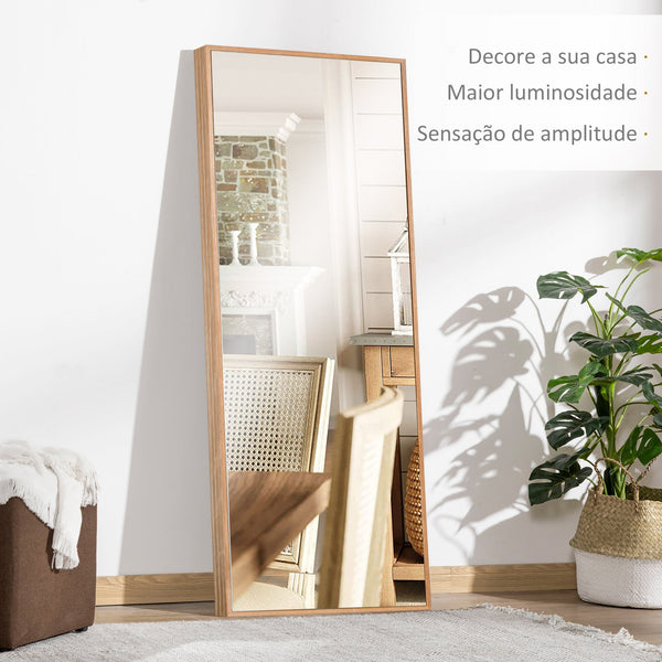 Espelho de Parede 45x125 cm Espelho de Corpo Inteiro de Madeira Estilo Moderno Decoração para Sala de Estar dormitório Entrada Madeira