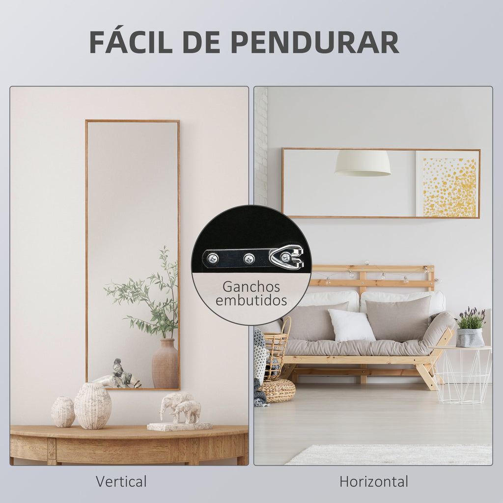 Espelho de Parede 45x125 cm Espelho de Corpo Inteiro de Madeira Estilo Moderno Decoração para Sala de Estar dormitório Entrada Madeira