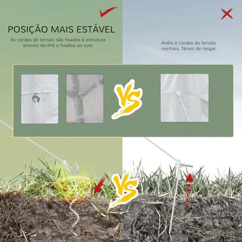 Tenda para Festas 585x295x255 cm Tenda de Jardim com Paredes Laterais Removíveis 4 Janelas Transparentes Branco