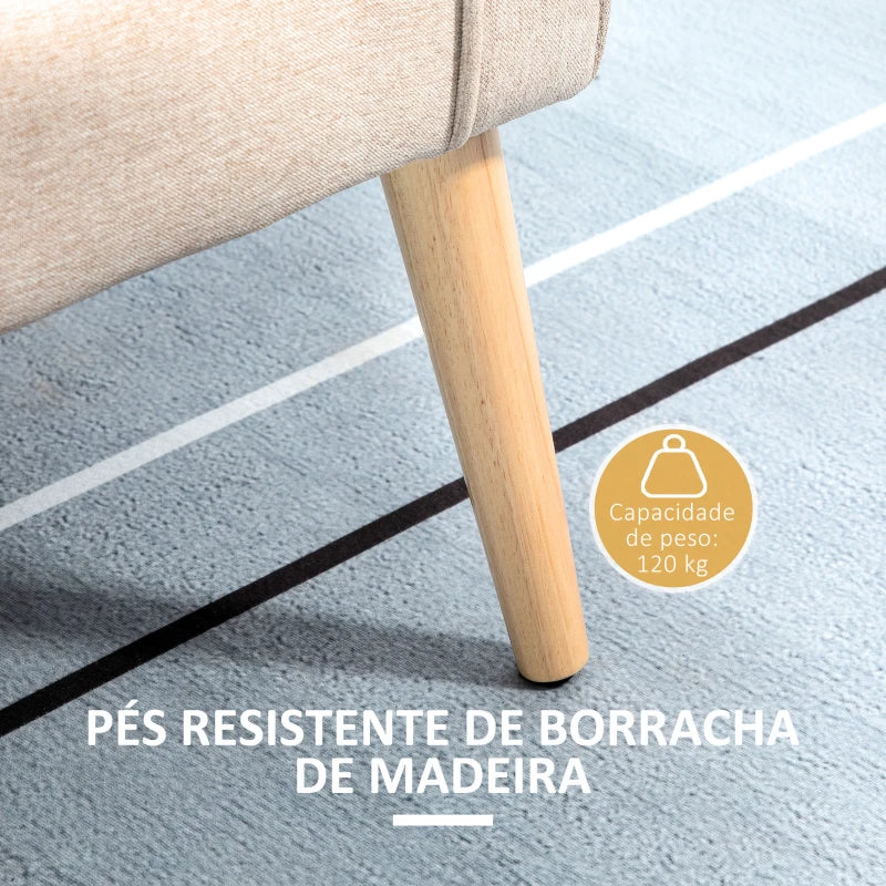 Banco de Armazenamento Baú de Armazenamento Estofado em Linho com Tampa Abatível e Pés de Madeira para Dormitório Sala de Estar Entrada Carga 120kg 120x45x54cm Bege