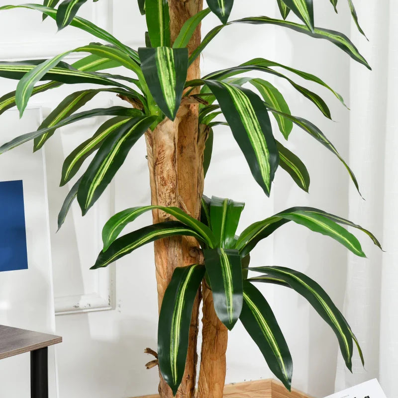 Planta Artificial Decorativa Dracaena com Pote Árvore Sintética 66 Folhas para Jardim Varanda Escritório Sala Ø20x160 cm Verde