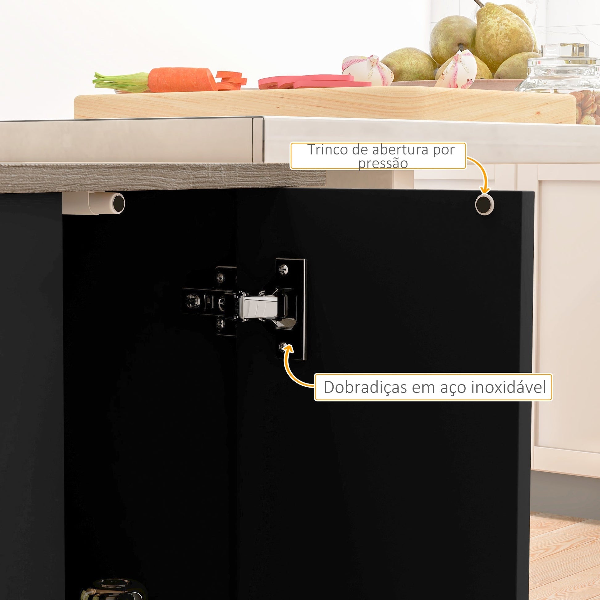 Ilha de Cozinha Móvel "Allegro" - Bancada Ampla - 105x60x82 cm - Preto e Carvalho - Design Nórdico - A minha loja