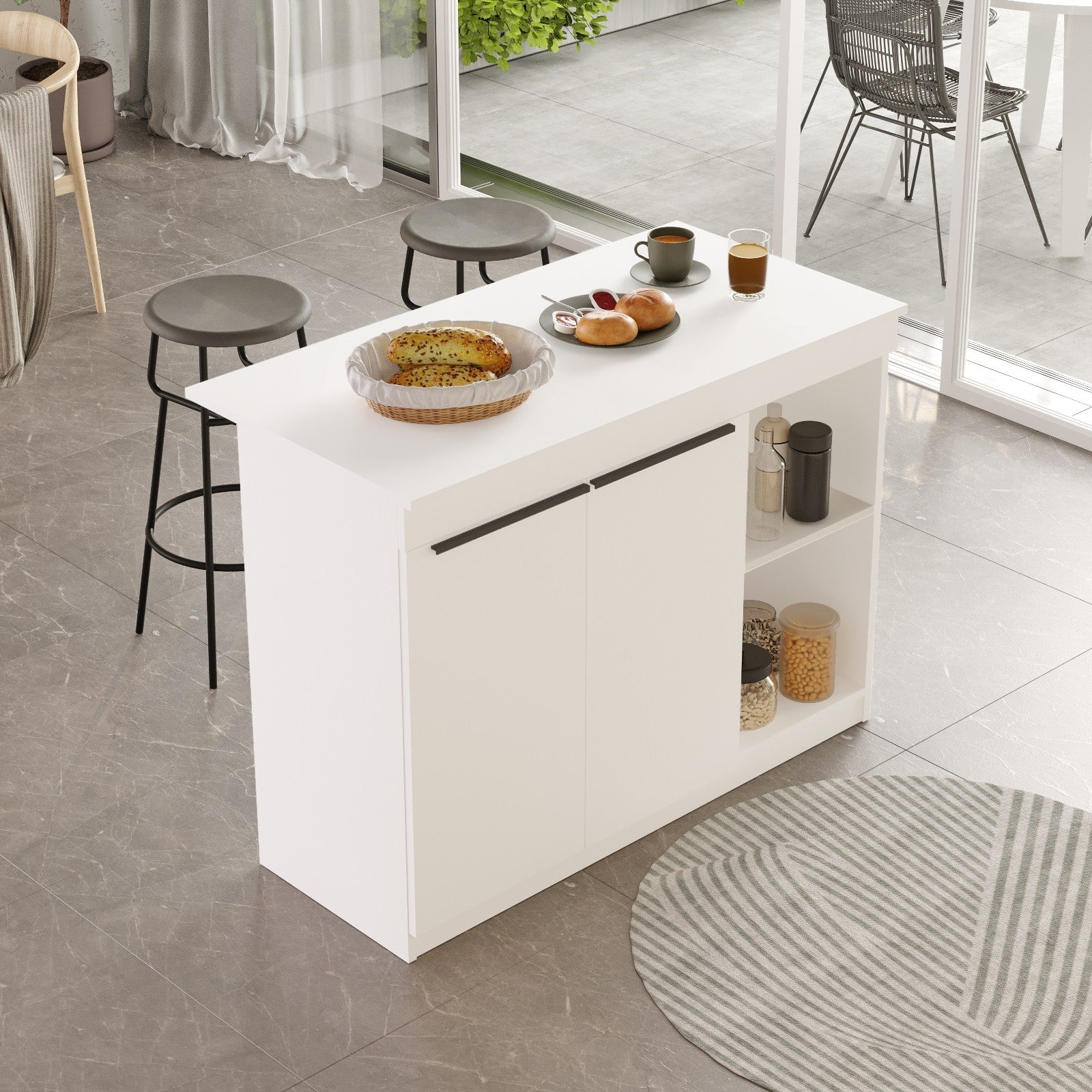 Ilha de Cozinha "Orren" - 120x88x60 cm - Branco - Design Moderno - A minha loja