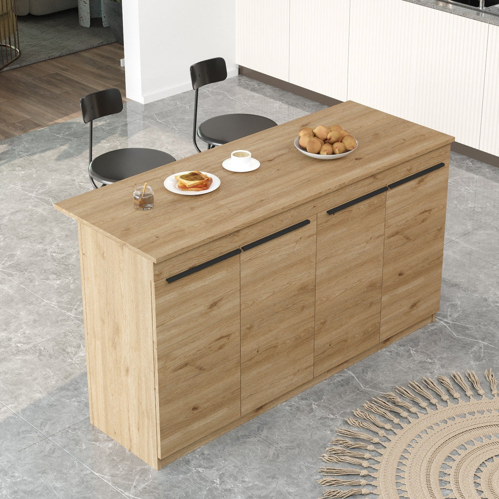 Ilha de Cozinha "Orren" - 160x90x60 cm - Carvalho - Design Moderno - A minha loja
