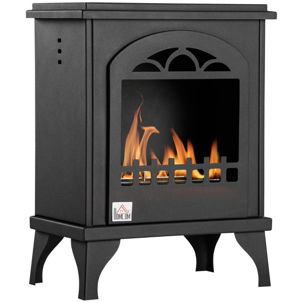 Lareira de Bioetanol 7000 BTU Lareira de Bioetanol de Pé com Tanque de 1,2 L Apaga-chamas em Aço Inoxidável Tempo de Combustão 3H para Interiores 20-25 m² 41x25x54 cm Preto