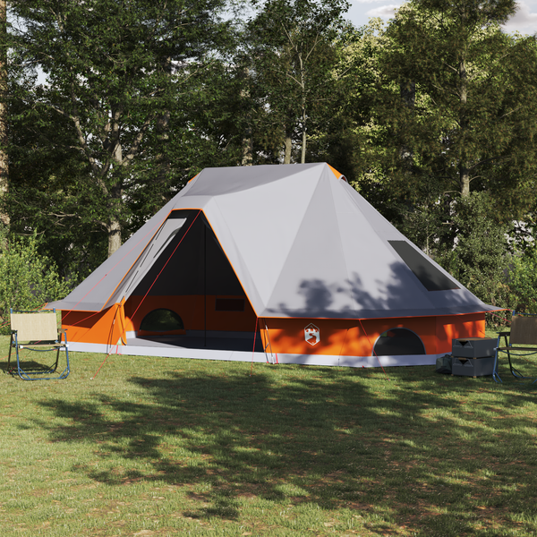 Tenda Familiar Tipi - Cinza e Laranja, 10-Pessoas, À Prova d'Água