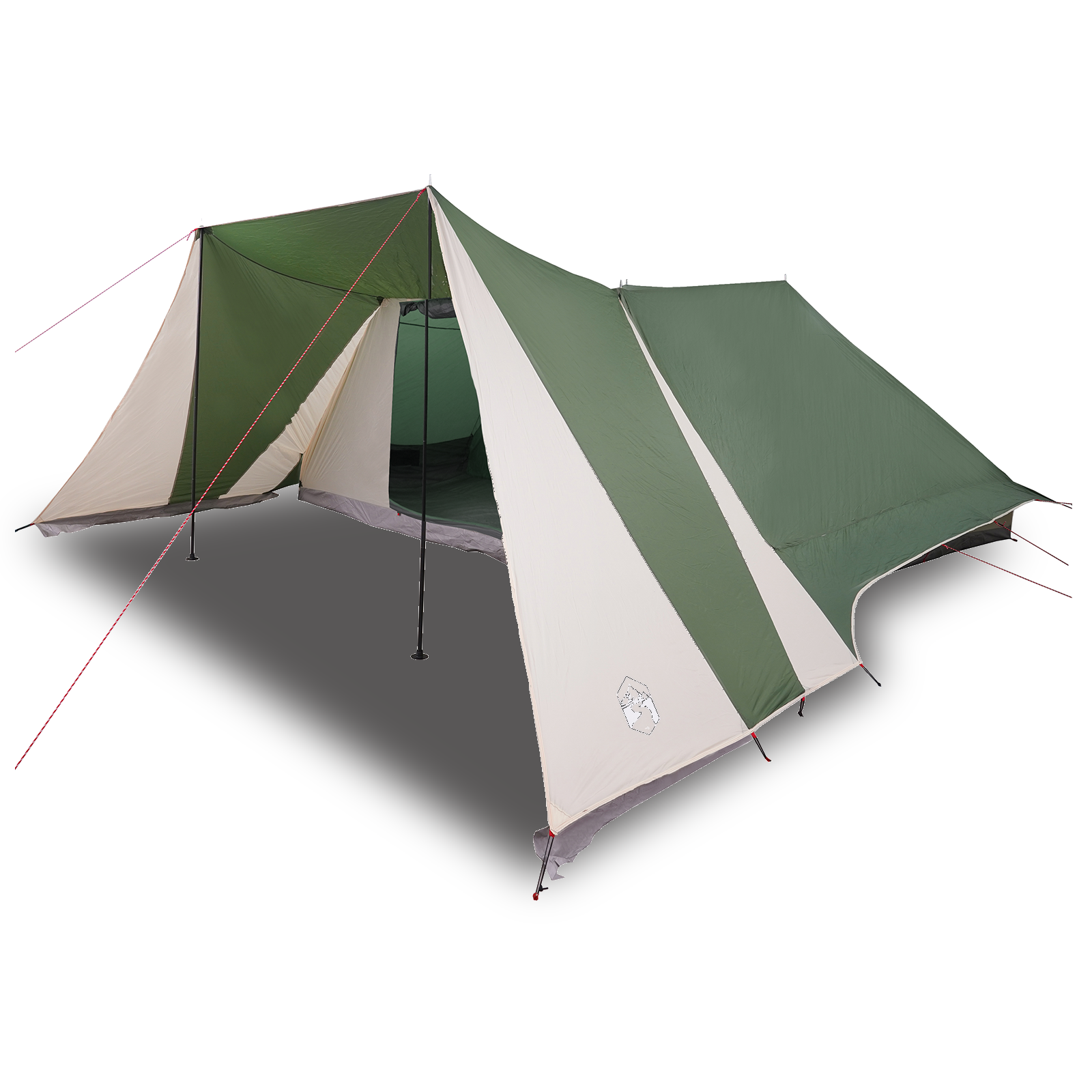 Tenda Familiar com Varanda Estendida Verde para 12 Pessoas, Impermeável