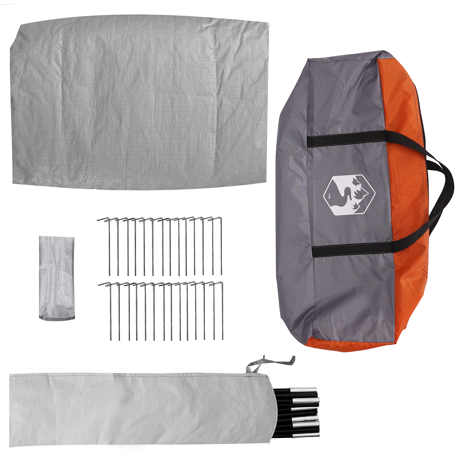 Tenda Familiar Tipi Cinza e Laranja Impermeável para 12 Pessoas