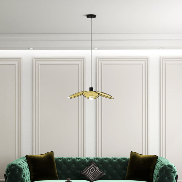 Candeeiro de Teto com Forma de Flor Candeeiro de Teto de Vime Sintético Iluminação de Teto E27 com Cabo Ajustável para Sala de Estar Dormitório Sala de Jantar Ø68x115 cm Madeira
