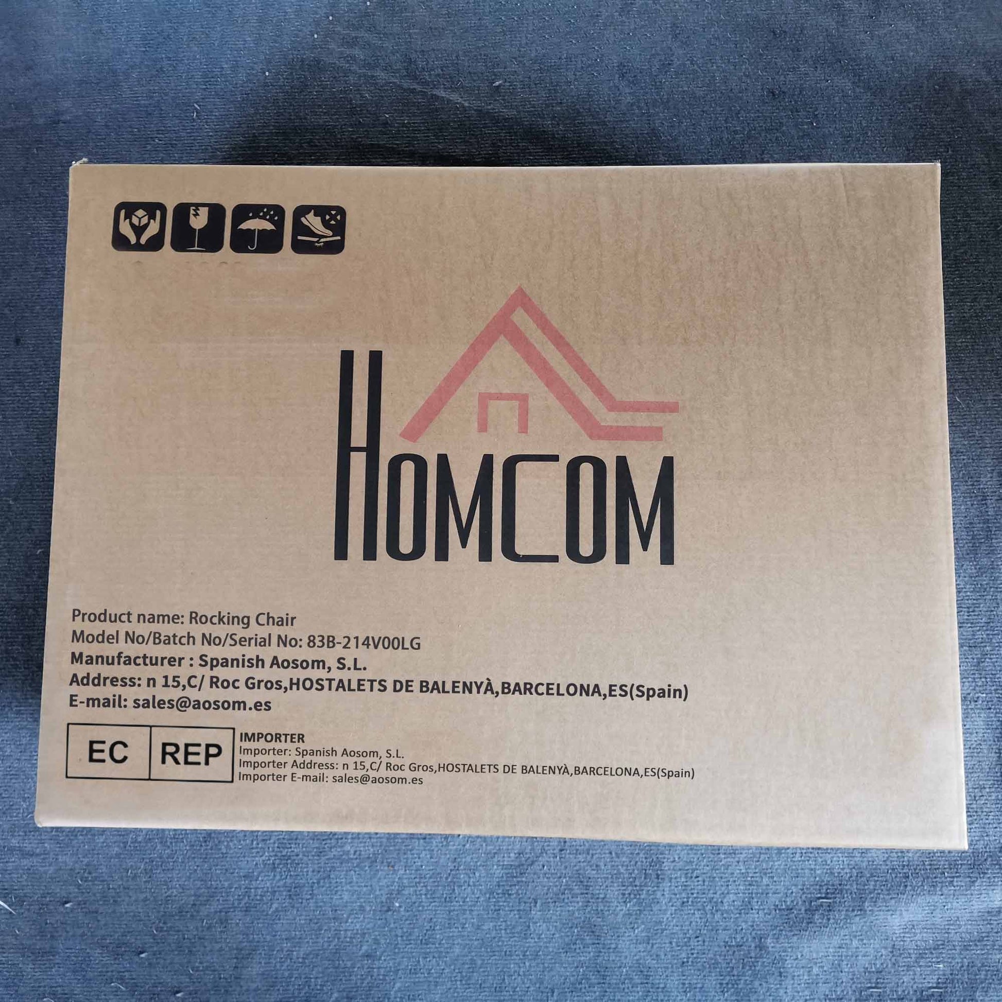 Poltrona Baloiço Estofada em Linho Poltrona Baloiço com Pés de Madeira de Borracha e Apoio para os Braços para Sala de Estar Dormitório Carga 150 kg 65x87x94,5 cm Cinza