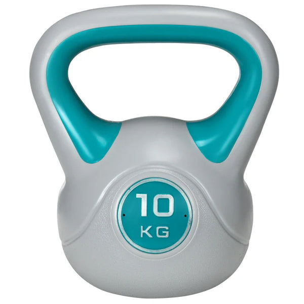 SPORTNOW Kettlebell 10kg Peso Russo com Revestimento de PU e Enchimento de Areia para Treinamento em Casa Ginásio 22x16x26cm Azul e Cinza