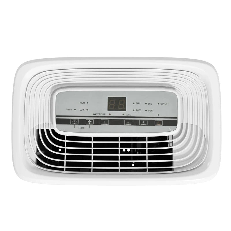 Desumidificador Elétrico 12L/Dia com 4 Modos 2 Velocidades Desligamento Automático Ecrã LED Temporizador Silencioso para Dormitório Sala de Estar Cozinha 29x18x49 cm Branco
