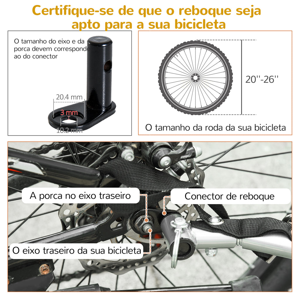 Reboque de Bicicleta 2 EM 1 para crianças de 2 lugares com Amortecedores Convertível em carrinho com barra e kit de corrida 129x85x105cm Amarelo