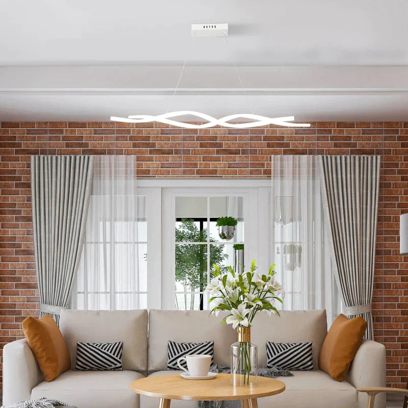 Candeeiro de Teto Moderno com LED IP20 38W 3700lm e Cordas Ajustáveis Candeeiro de Teto de Alumínio para Sala de Estar Sala de Jantar Dormitório 90x9x9cm Prata