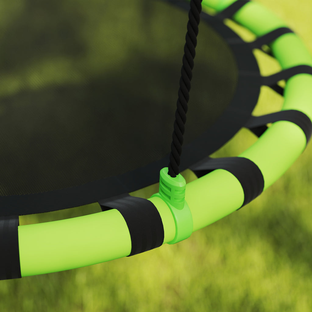 AIYAPLAY Baloiço para Crianças Redondo Baloiço de Jardim Infantil Ajustável Baloiço de Exterior para Crianças Impermeável Carga 150kg Ø100x180 cm Preto e Verde
