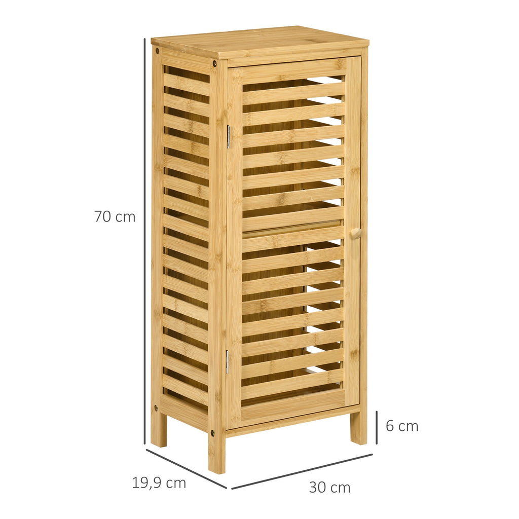 kleankin Armário Auxiliar Casa de Banho de Bambu Armário Casa de Banho com Prateleiras Ajustáveis Móvel de Armazenamento para Cozinha Anti - Tombo 30x19,9x70 cm Madeira - A minha loja
